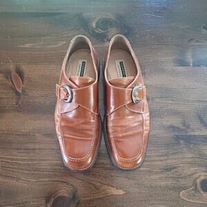 Florsheim Imperial 90143 Vintage Italian Leather Silver Buckle Shoes Mens Sz 9.5